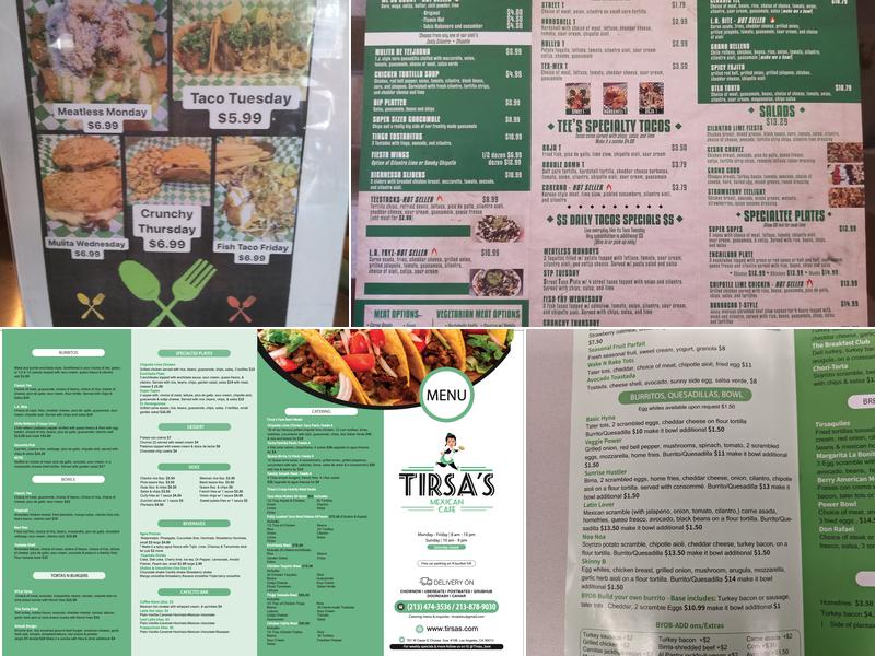Tirsa's Mexican Cafe Menu