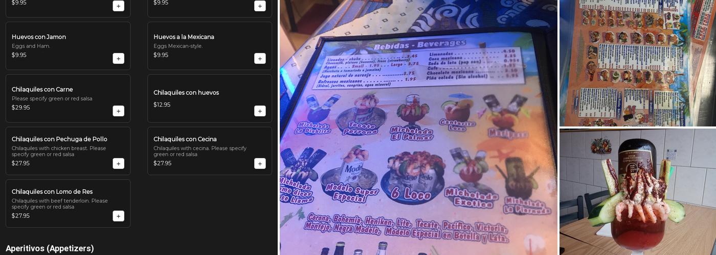 El Palmar Menu