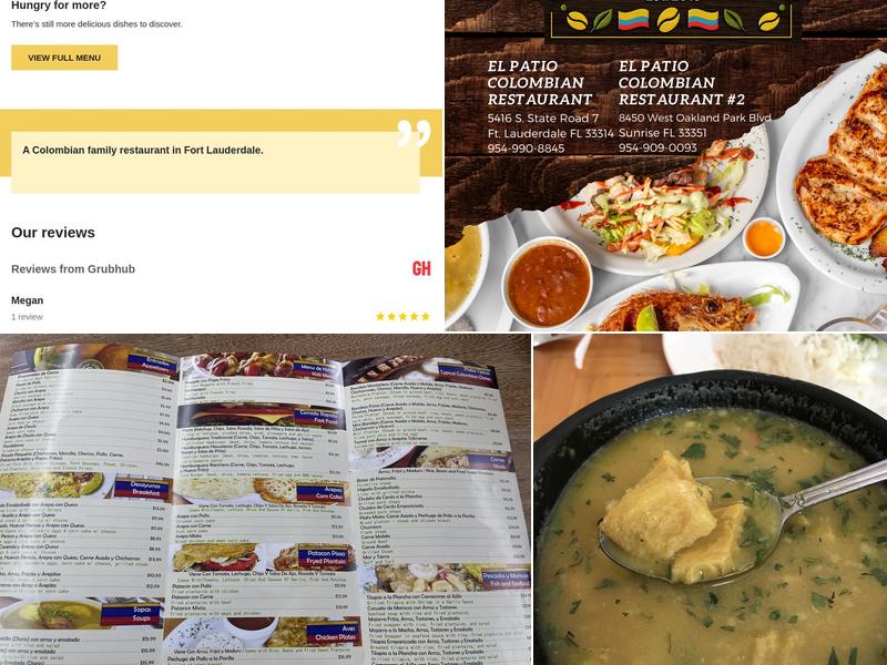 El Patio Colombian Restaurant Menu