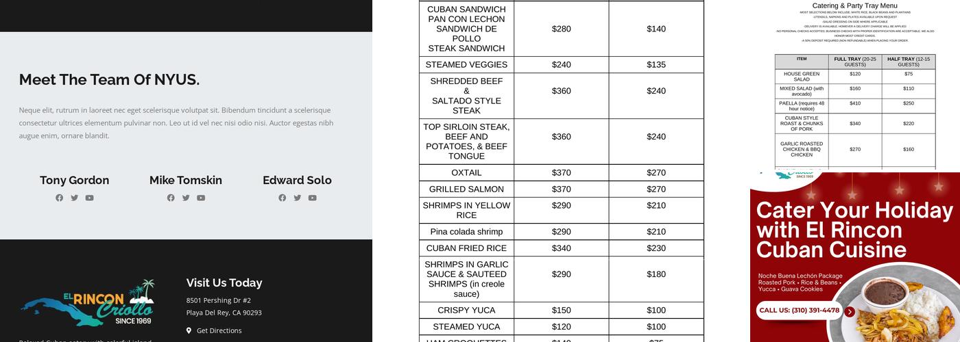 El Rincón Criollo Menu