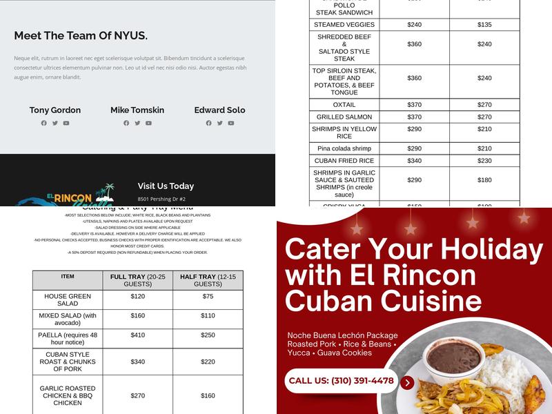 El Rincón Criollo Menu