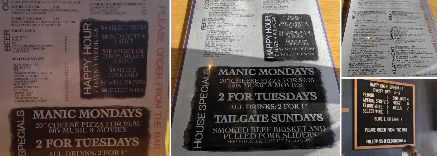 Elbow Room Menu