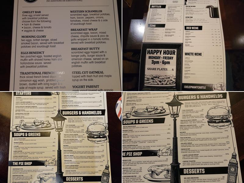 Elephant & Castle Menu