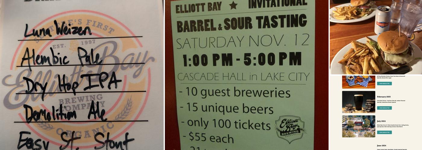 Elliott Bay Brewing - West Seattle Menu