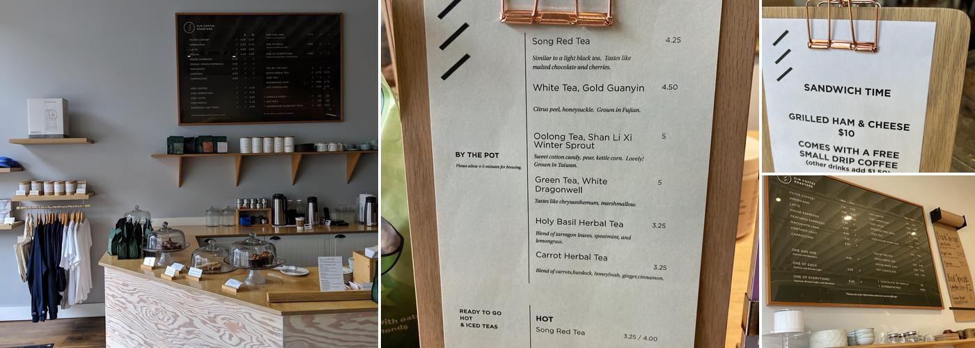 Elm Coffee Roasters Menu