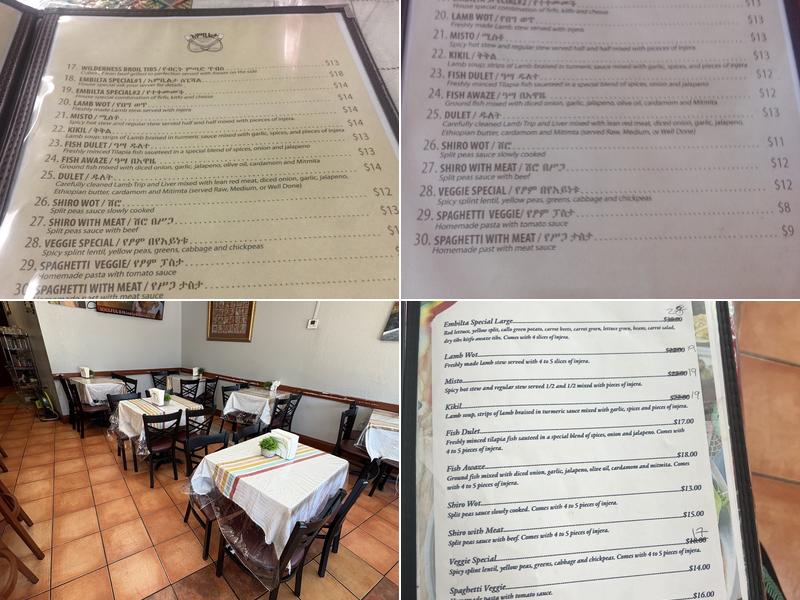 Embilta Cafe & Restaurant Menu