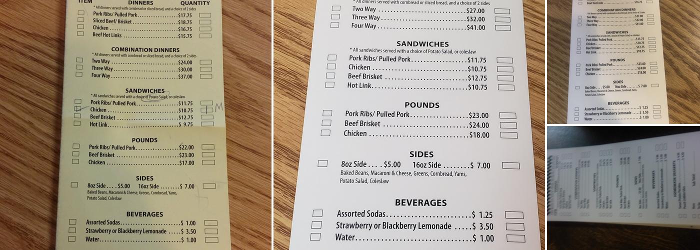 Emma's BBQ Menu