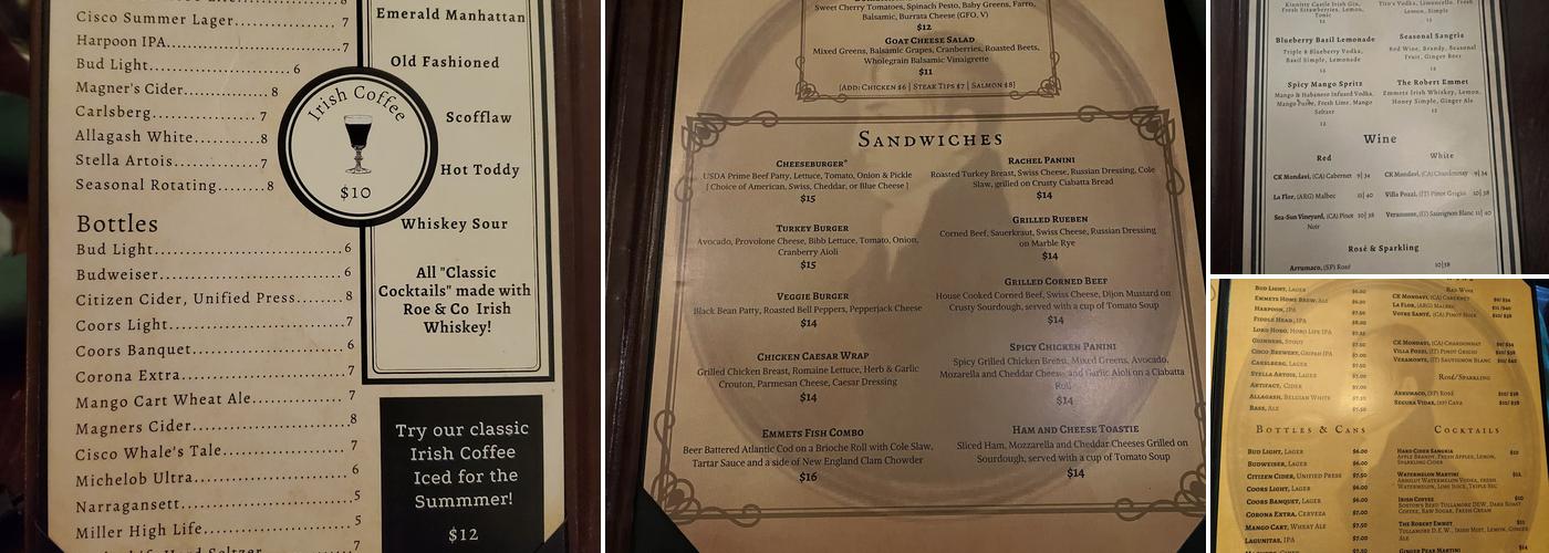 Emmets Menu