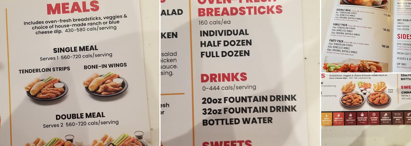 Epic Wings Menu