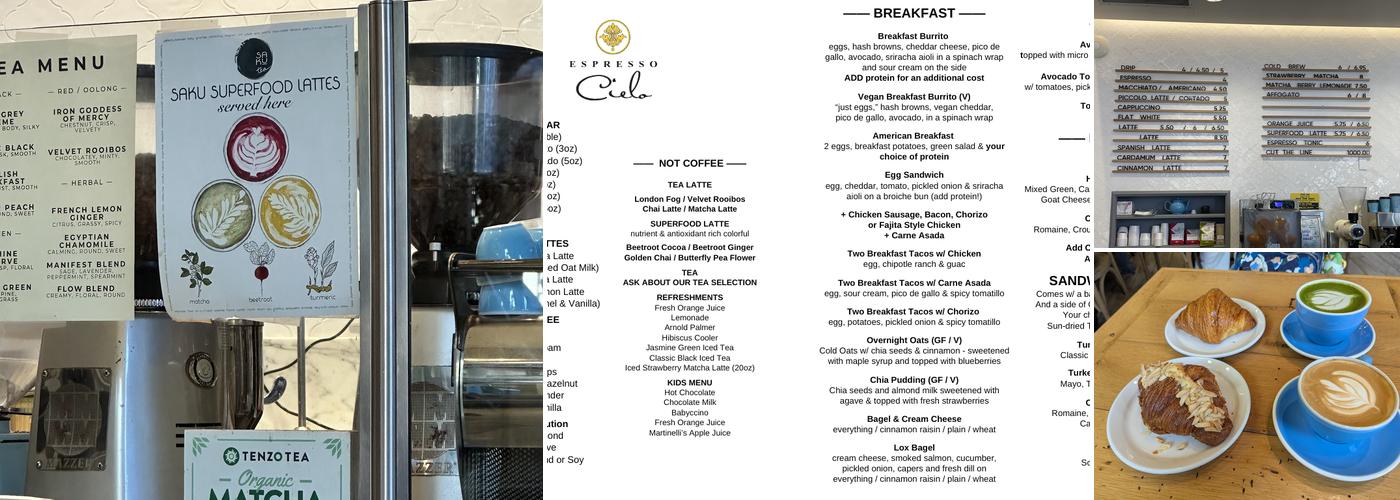 Espresso Cielo Menu