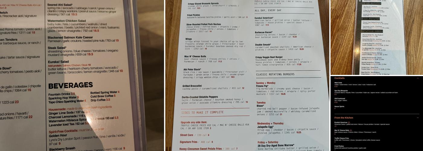 Eureka! Menu