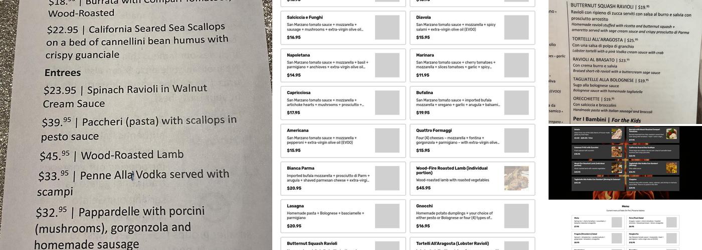 Fabio On Fire | Pizzeria Italiana Menu