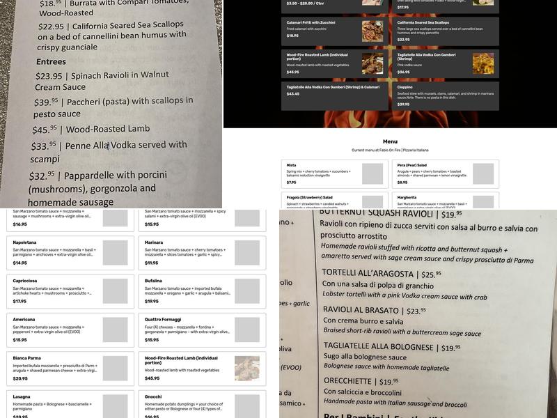 Fabio On Fire | Pizzeria Italiana Menu