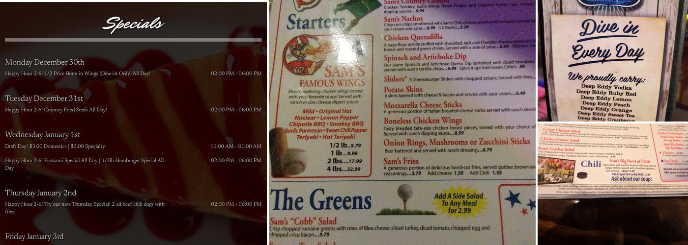 Famous Sam's Menu
