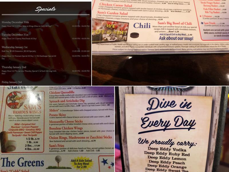 Famous Sam's Menu