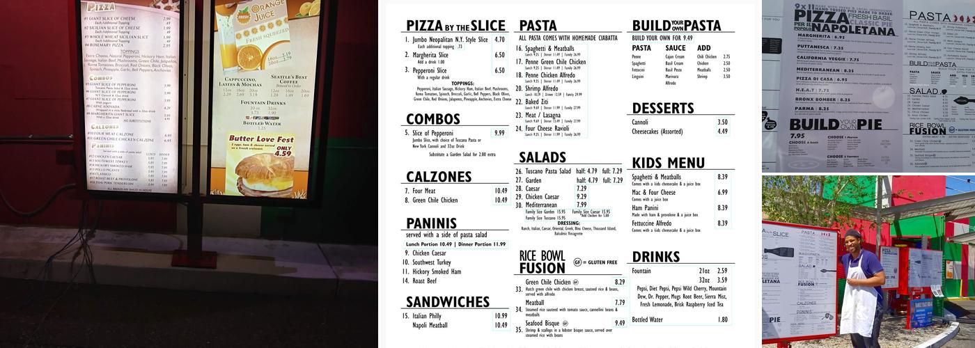 Fastino's Menu