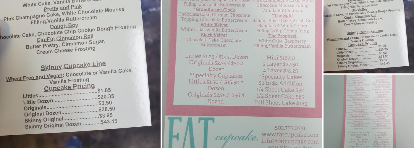 FAT Cupcake Menu