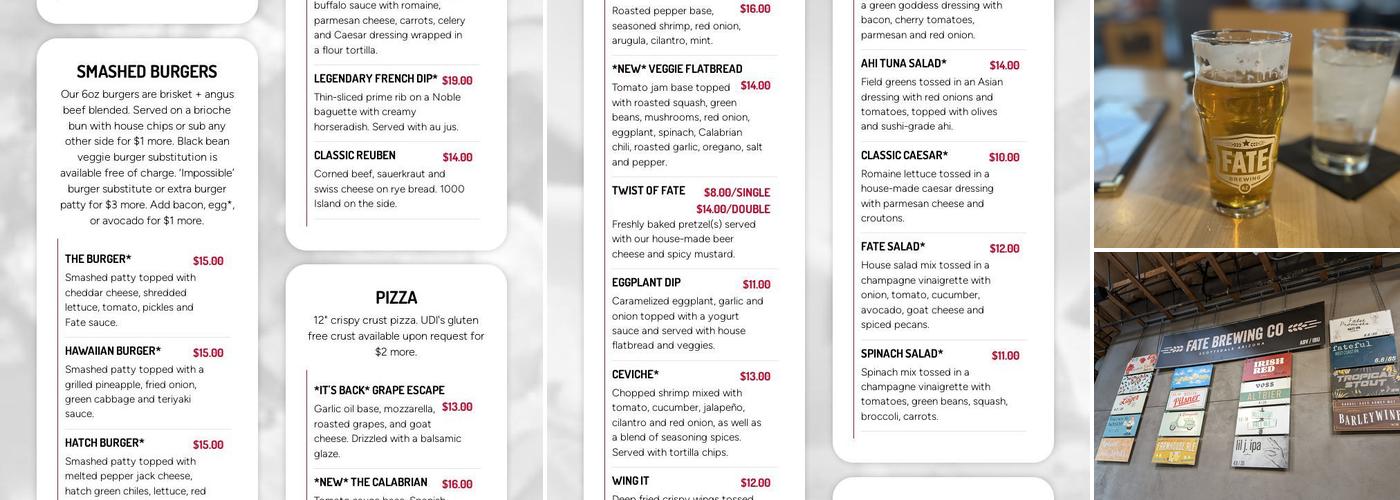 Fate Brewing Company - Scottsdale Menu