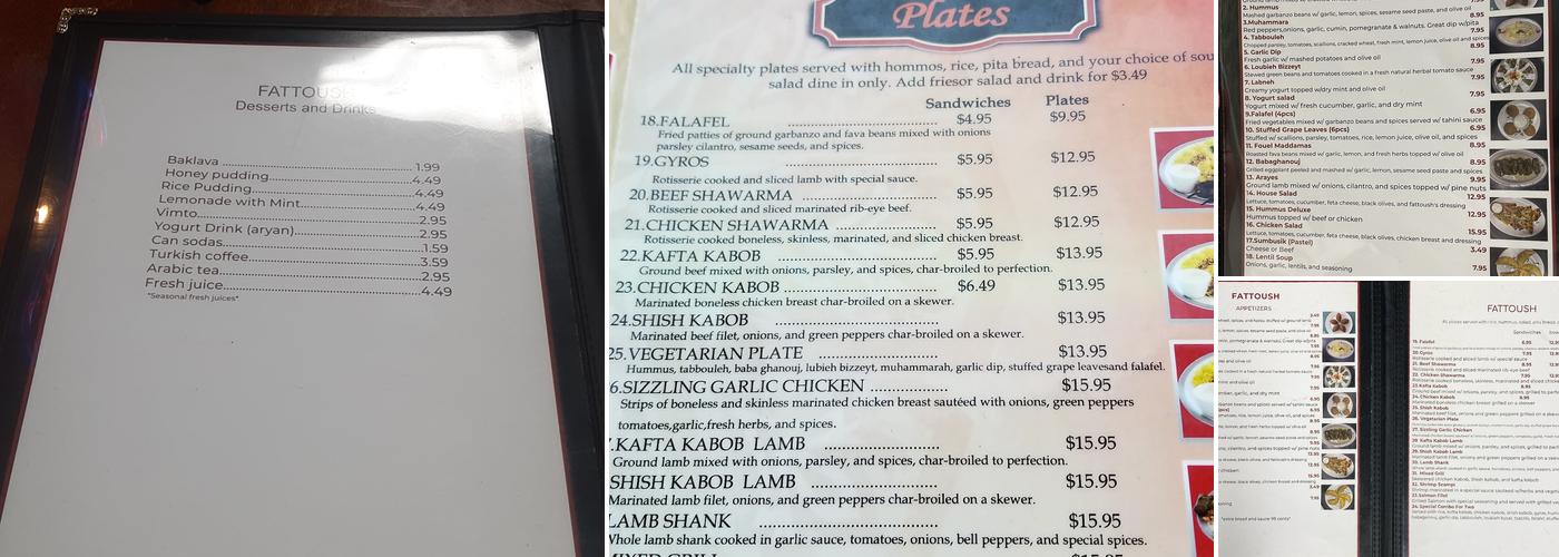 Fattoush Menu