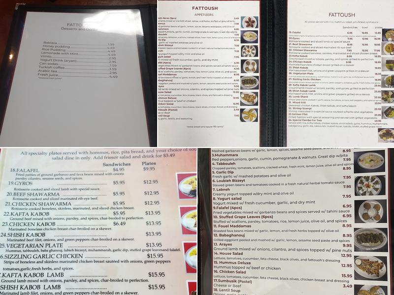 Fattoush Menu