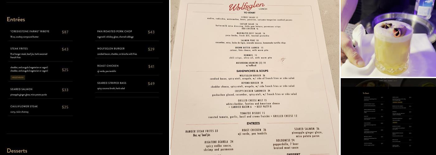 Wolfsglen Menu