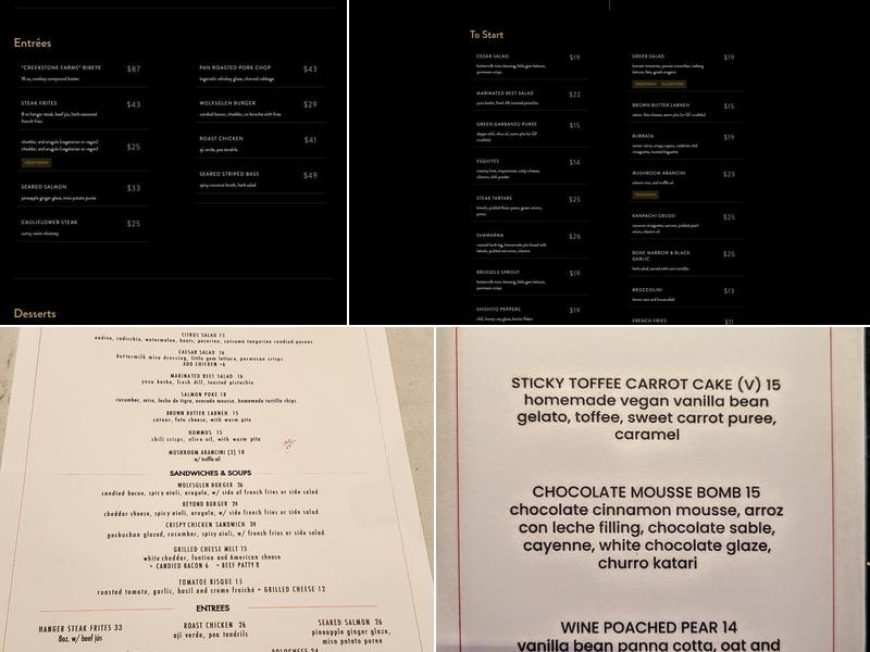 Wolfsglen Menu