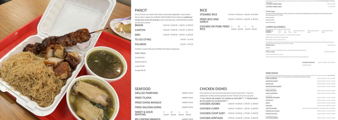 Felynn Oriental Restaurant Menu