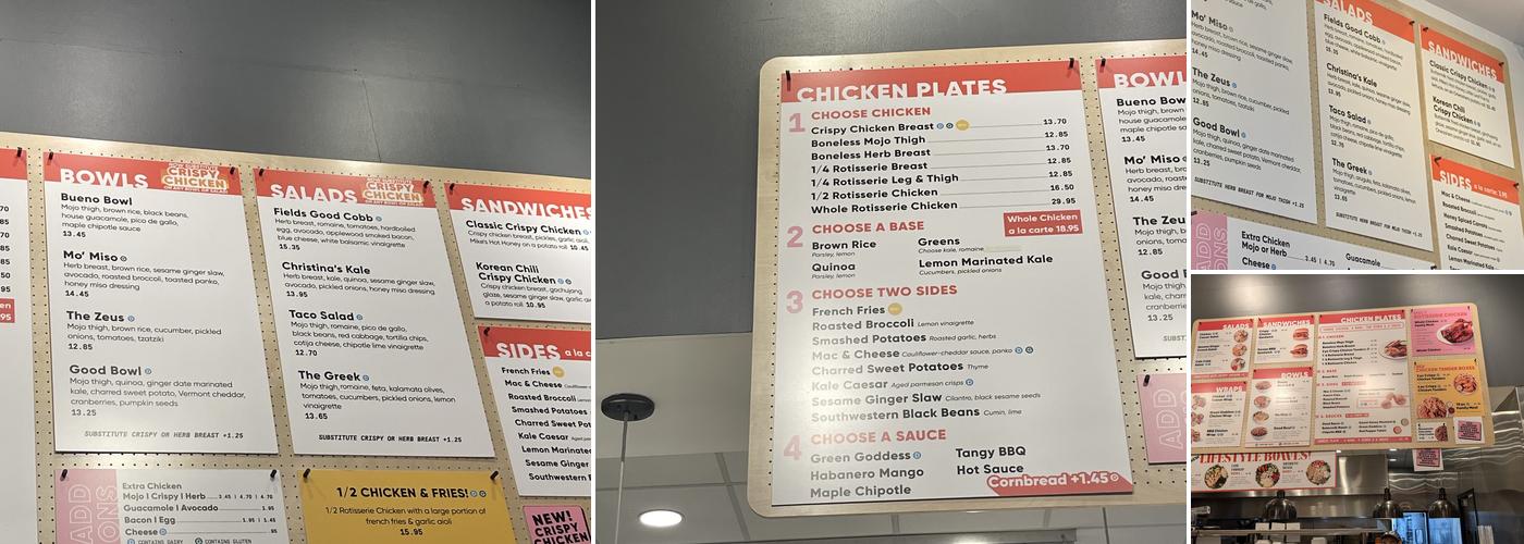 Fields Good Chicken Menu