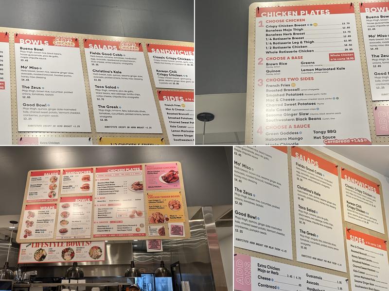 Fields Good Chicken Menu