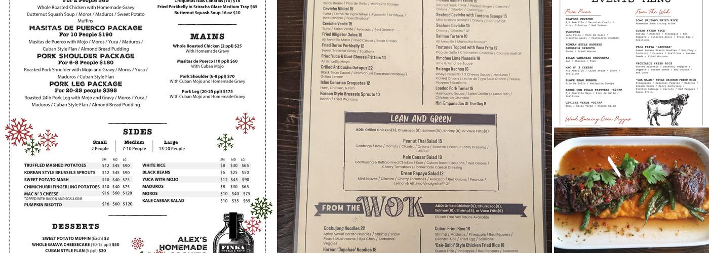 Finka Table & Tap Menu