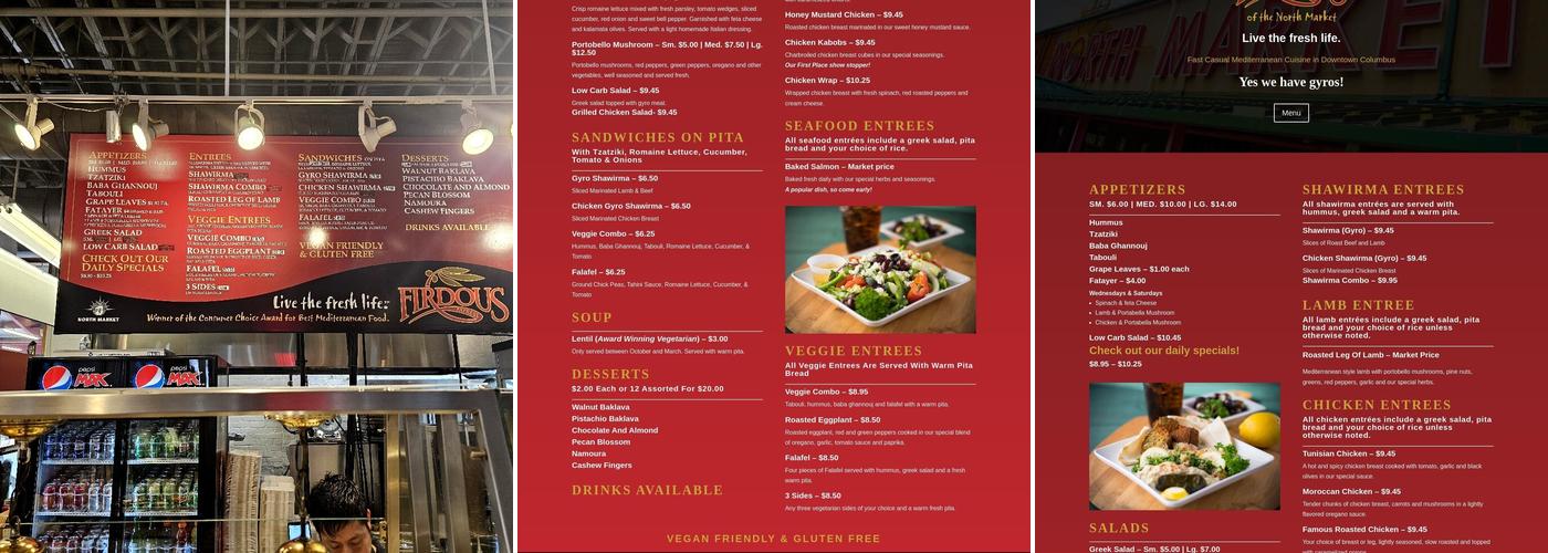Firdous Express Menu