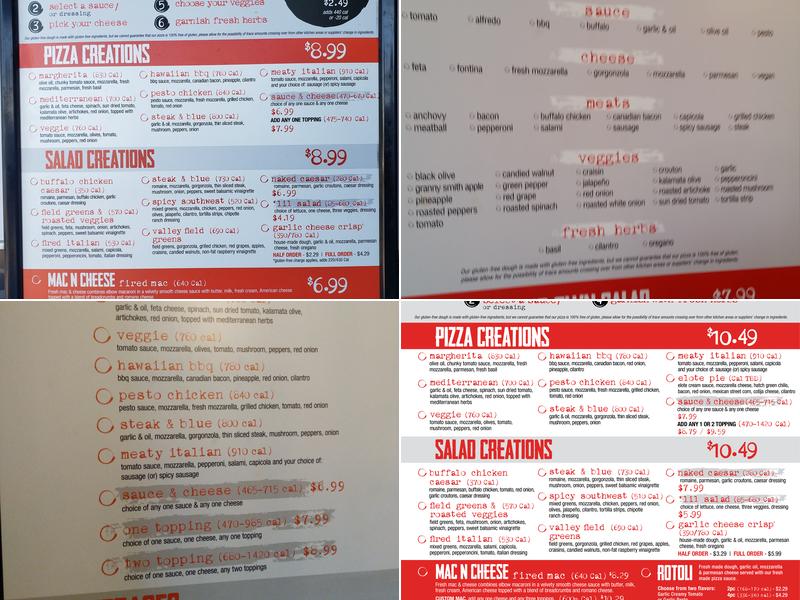 FIRED PIE Menu