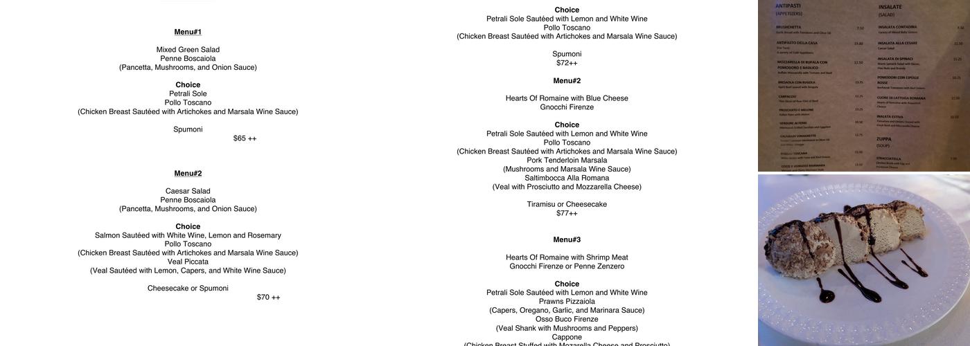 Firenze By Night Menu