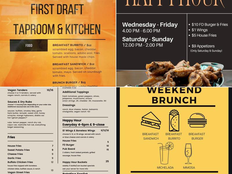 First Draft Taproom & Kitchen Menu
