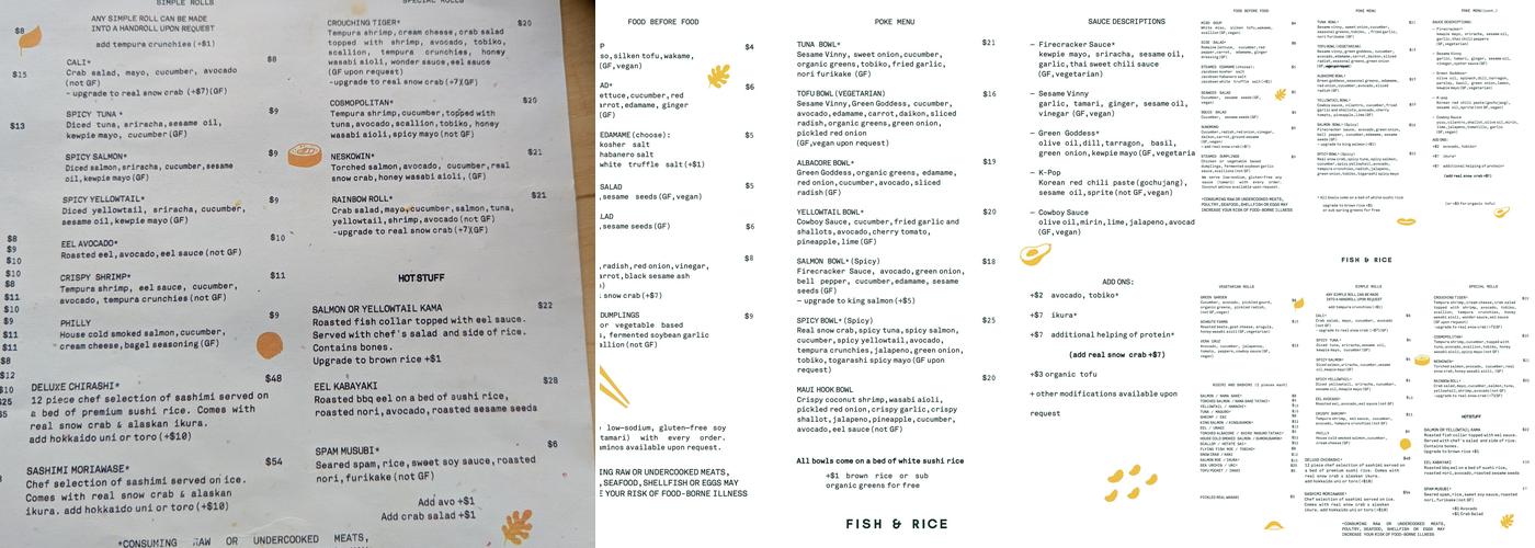 Fish & Rice Menu