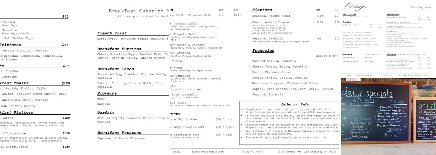 Forage Menu
