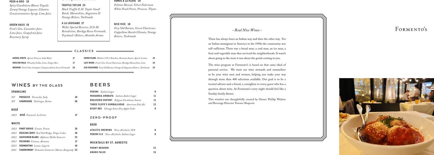 Formento's Menu