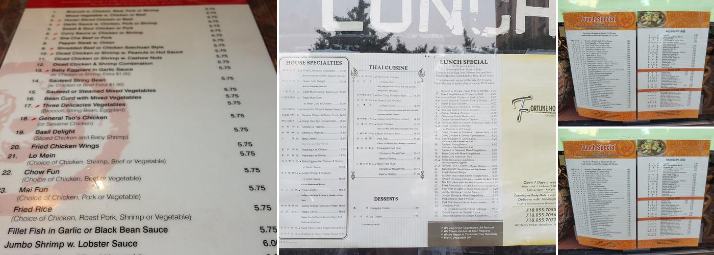 Fortune House Menu