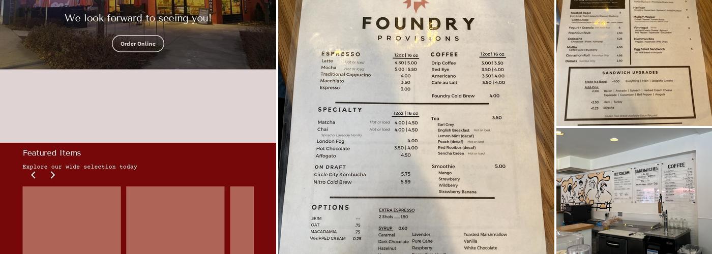 Foundry Provisions Menu