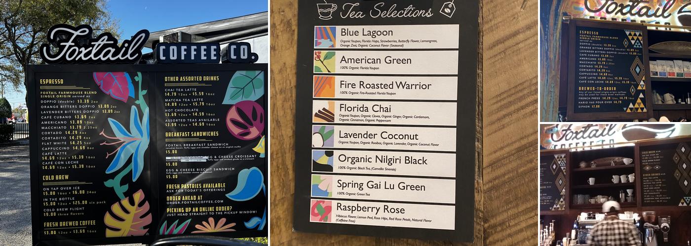 Foxtail Coffee Bar Menu