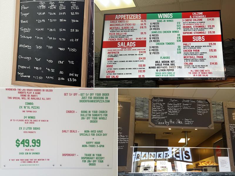 Frankie's Pizza Menu