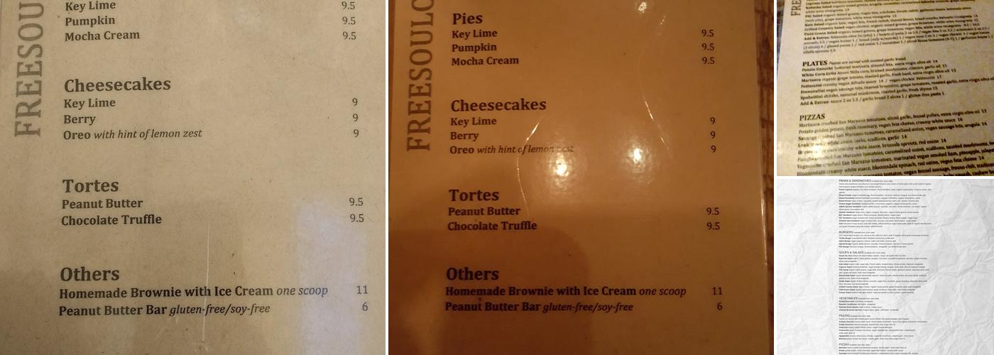 Freesoulcaffé Menu