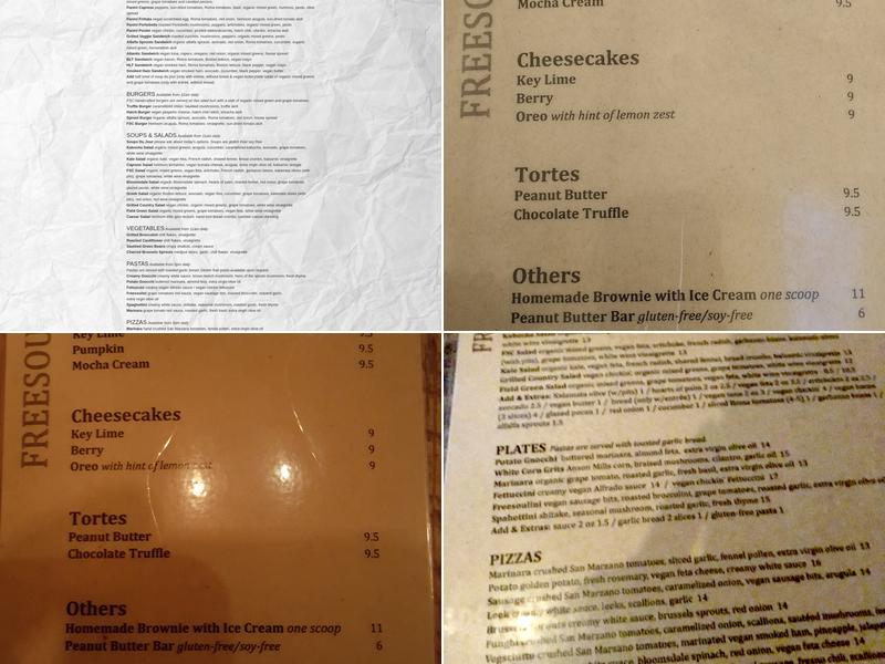 Freesoulcaffé Menu