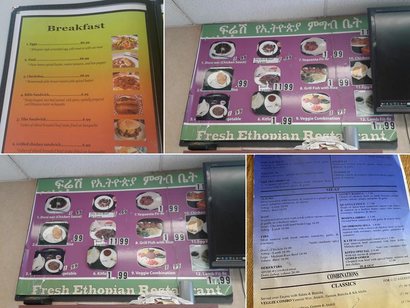 Fresh Ethiopian Restaurant Menu