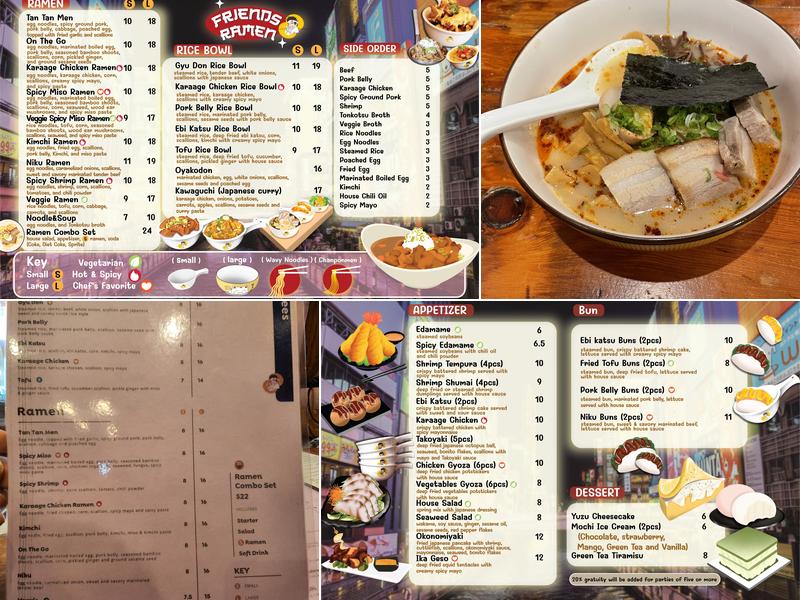 Friends Ramen Menu