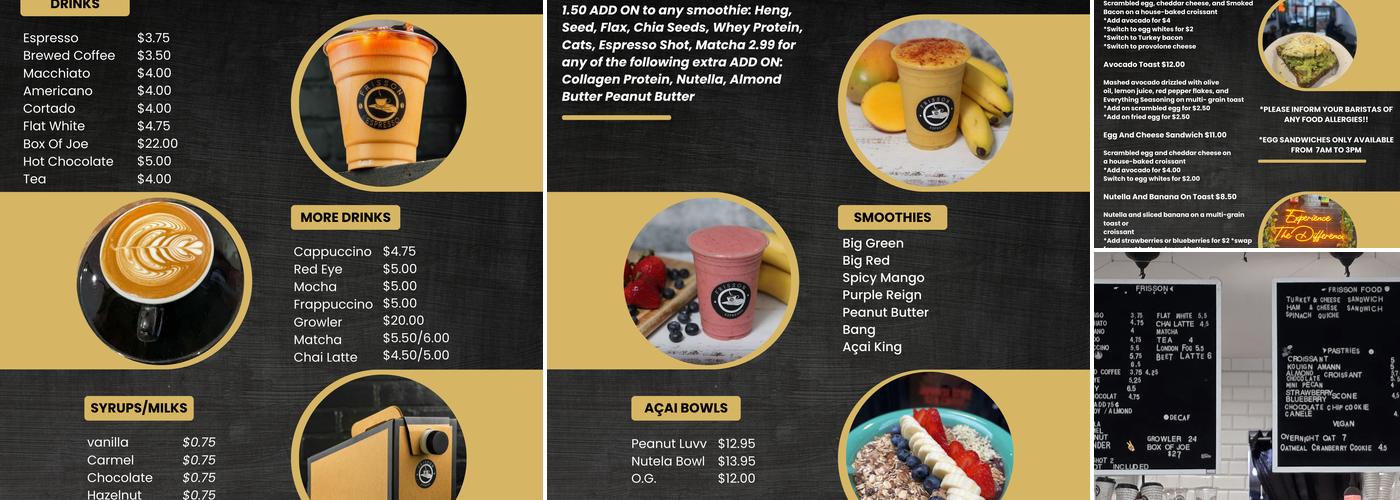 Frisson Espresso Menu