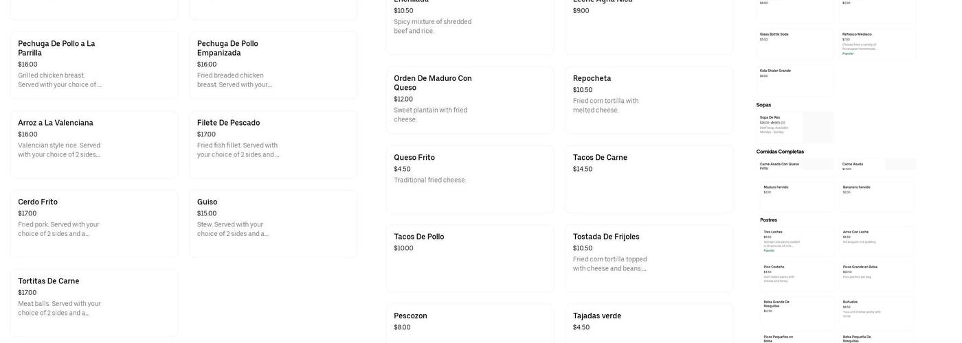 Fritanga La Chavala Menu