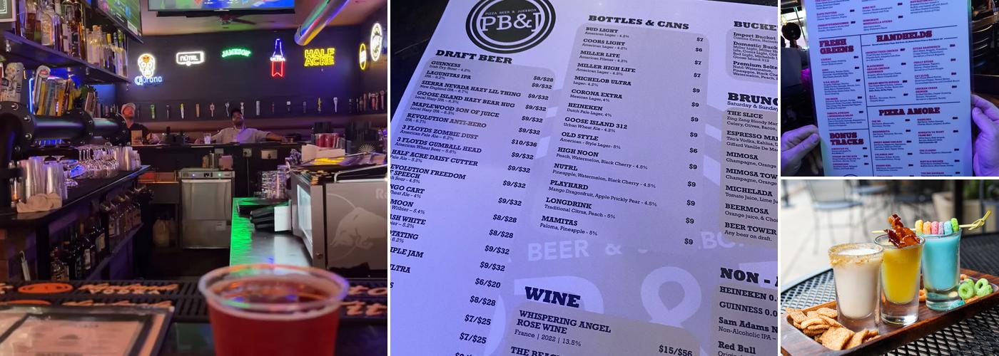PB&J: Pizza Beer and Jukebox Menu