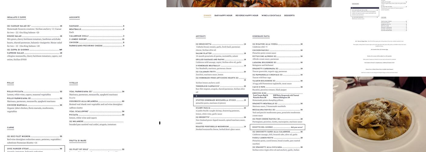 Gaetano's Ristorante Menu