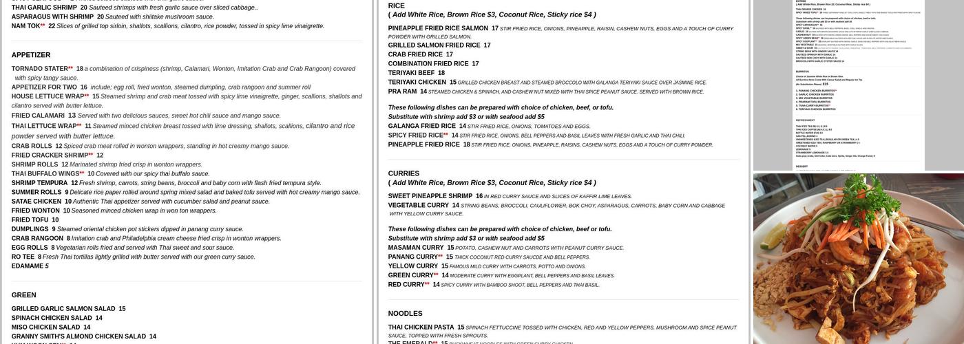 Galanga Thai Fusion Menu